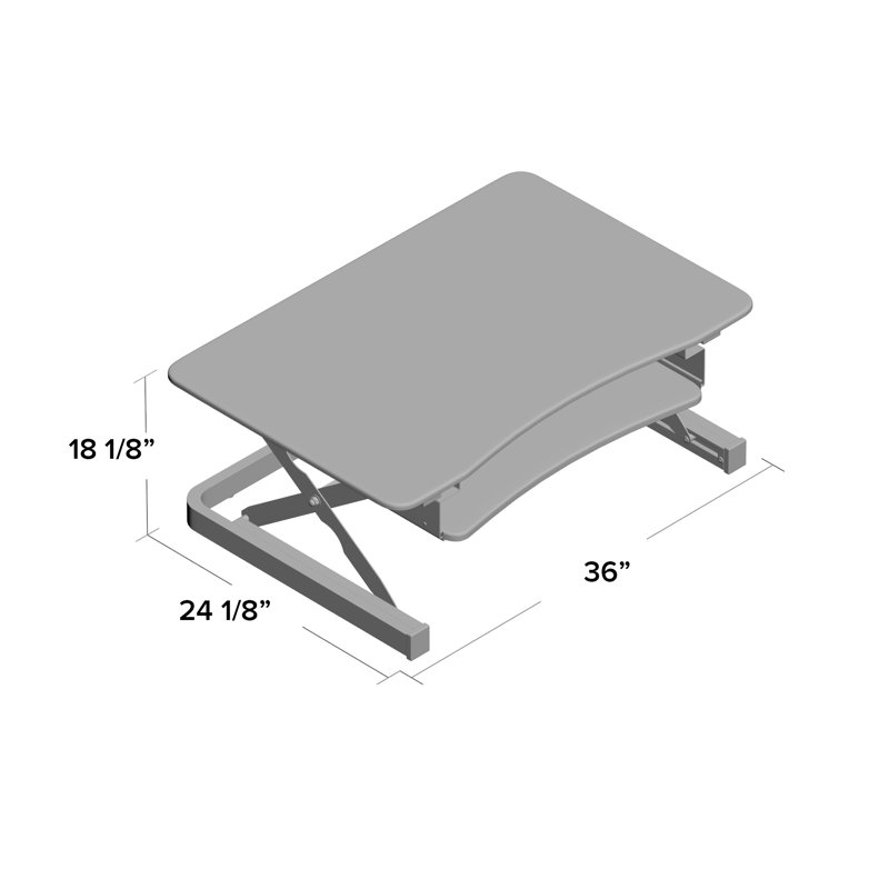 White 36" Electric Height Adjustable Standing Desk Converter