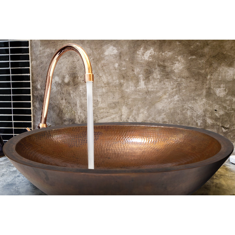 Ambiente 19'' Oval Hammered Copper Vessel Sink in Bronze Finish