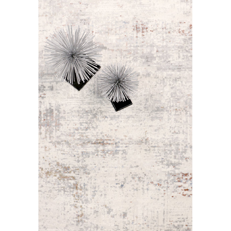Efes Ivory Synthetic 72" x 28" Modern Edge Runner Rug