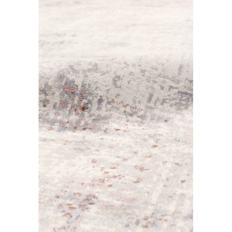 Efes Ivory Synthetic 72" x 28" Modern Edge Runner Rug