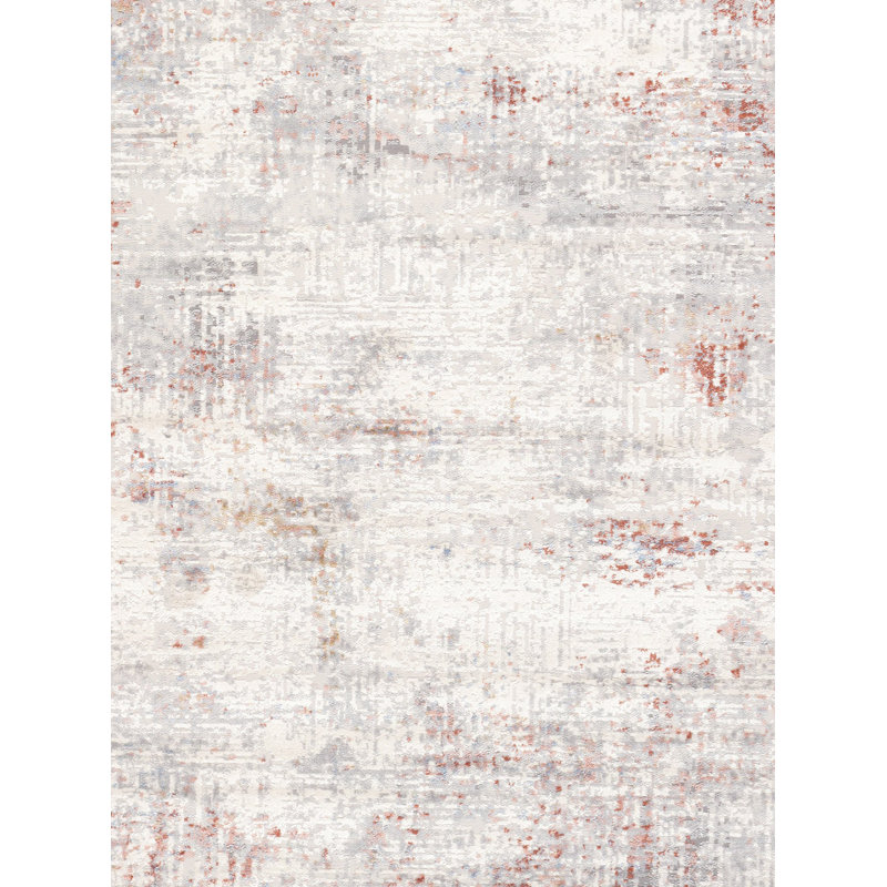 Efes Ivory Synthetic 72" x 28" Modern Edge Runner Rug