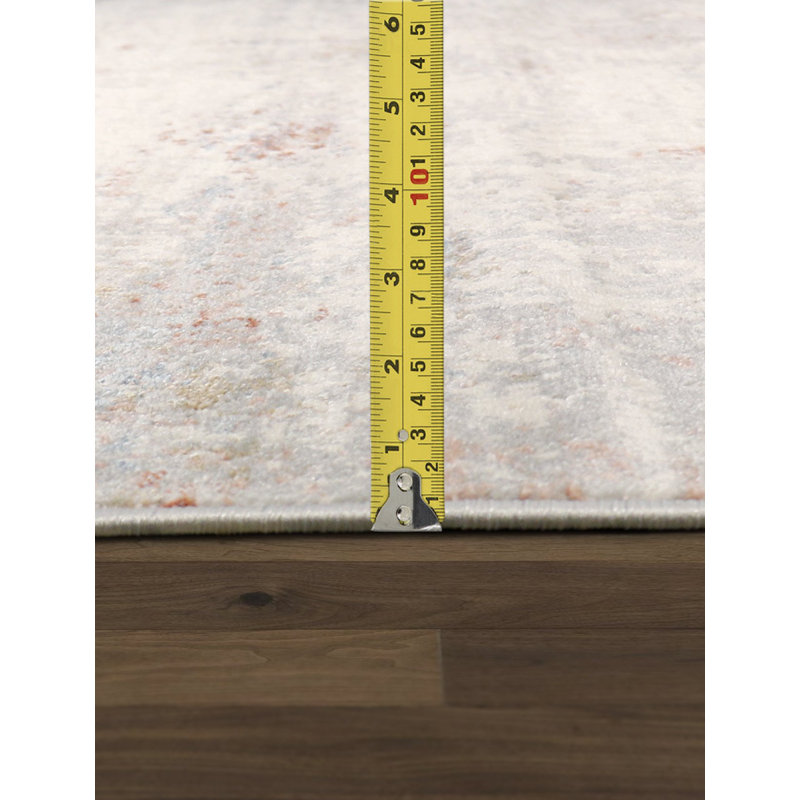 Efes Ivory Synthetic 72" x 28" Modern Edge Runner Rug