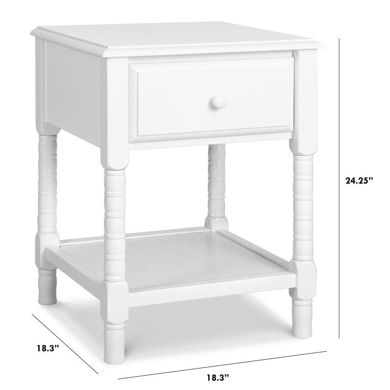 Classic White Jenny Lind Spindle Nightstand with Storage Drawer