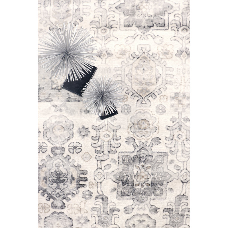 Amadeus Ivory Rectangular Easy-Care Synthetic Area Rug