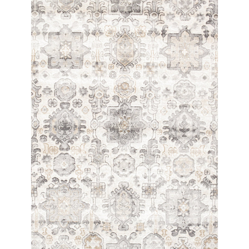Amadeus Ivory Rectangular Easy-Care Synthetic Area Rug