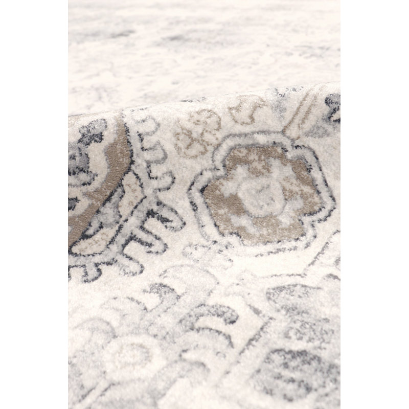 Amadeus Ivory Rectangular Easy-Care Synthetic Area Rug