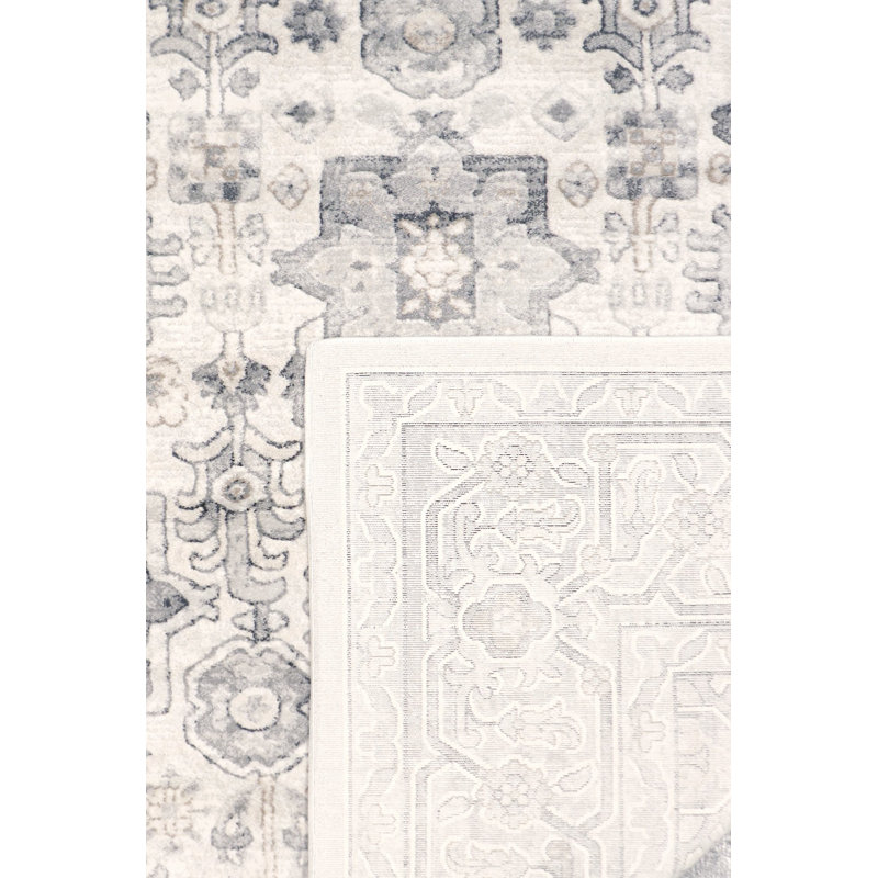 Amadeus Ivory Rectangular Easy-Care Synthetic Area Rug