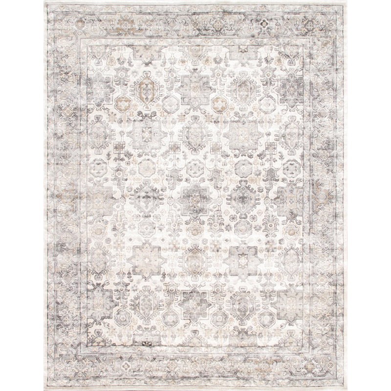 Amadeus Ivory Rectangular Easy-Care Synthetic Area Rug