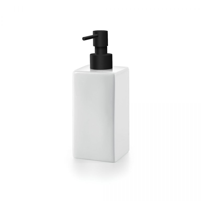 Matte Black and White Porcelain Soap Dispenser