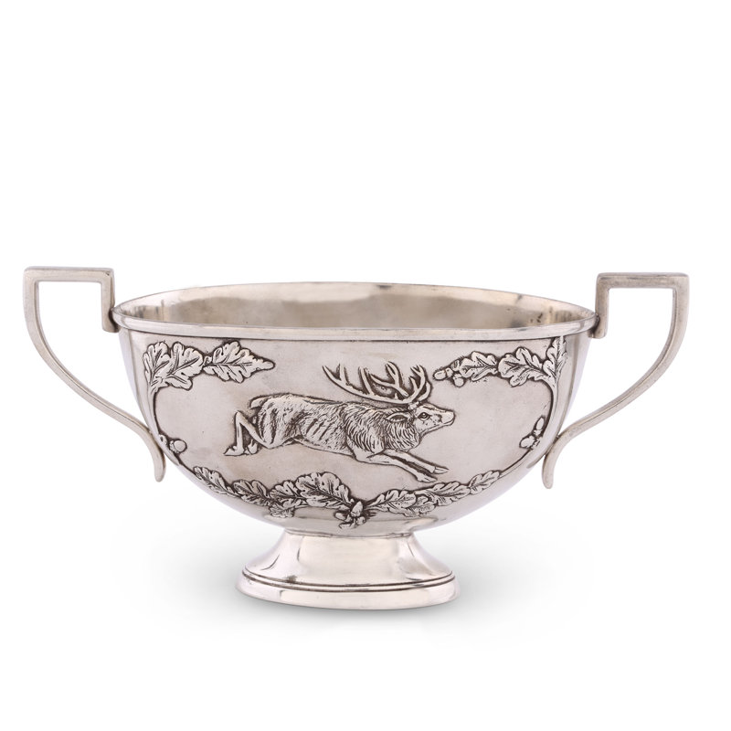 Pewter Gravy Boat with Elk and Leaf Embossing