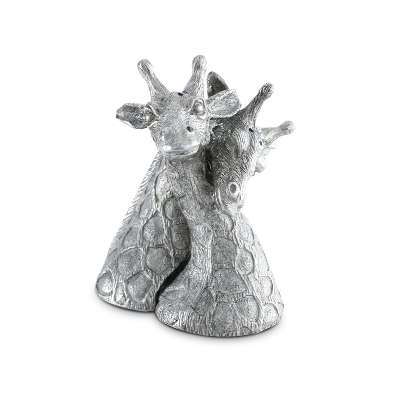 Handcrafted Pewter Giraffe Salt and Pepper Shaker Set