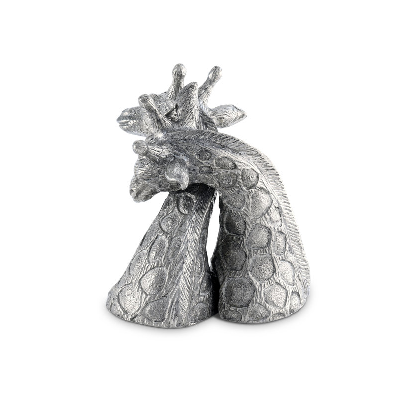 Handcrafted Pewter Giraffe Salt and Pepper Shaker Set