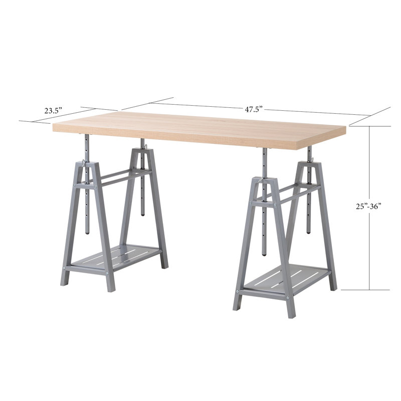 Adjustable Gray Solid Wood Standing Desk with Keyboard Tray