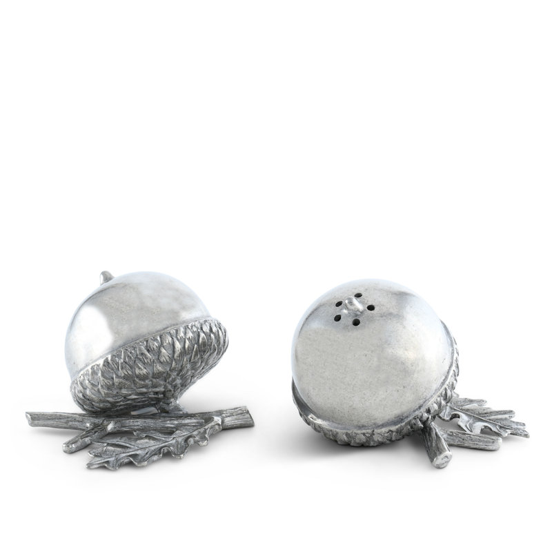 Pewter Acorn and Oak Leaf Salt and Pepper Shaker Set