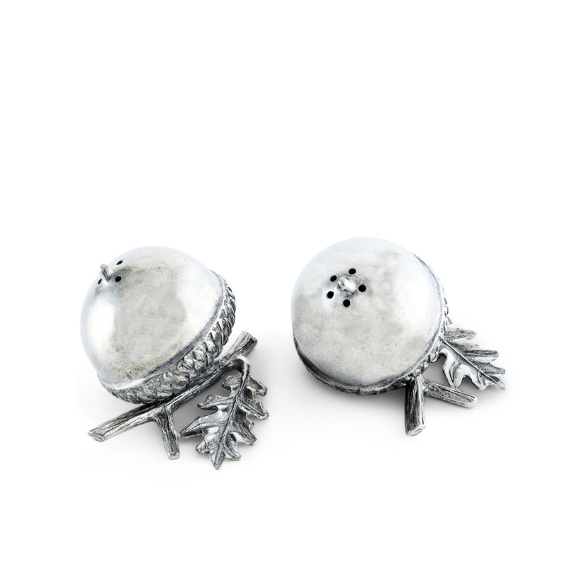 Pewter Acorn and Oak Leaf Salt and Pepper Shaker Set