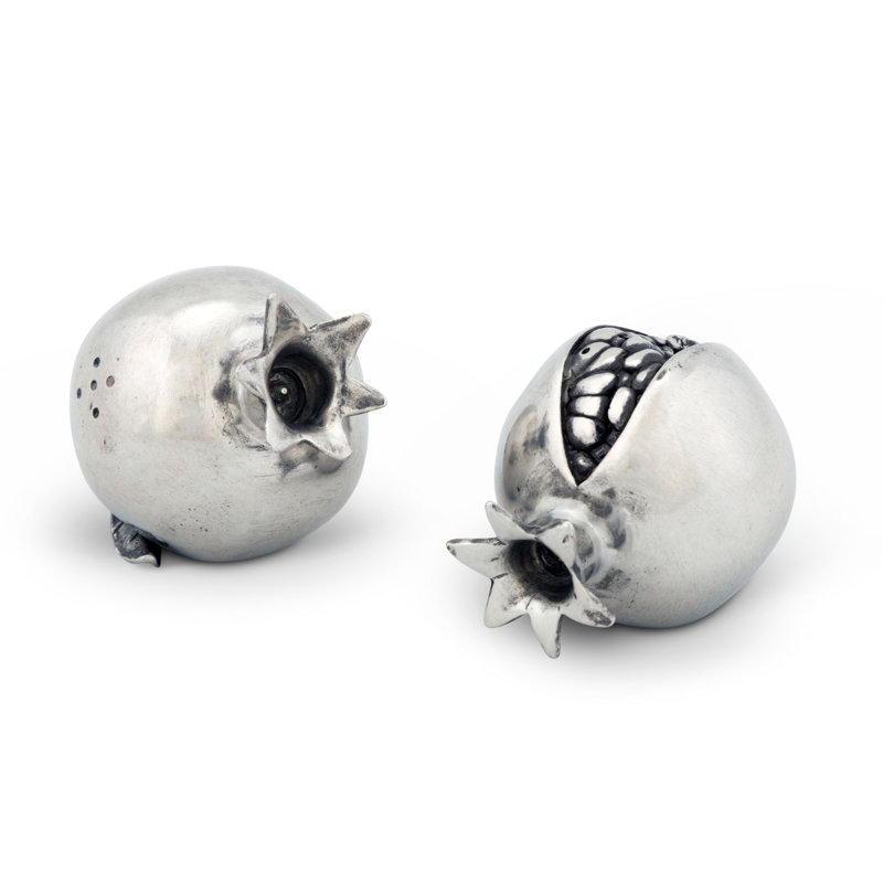 Handcrafted Pewter Pomegranate Salt and Pepper Shaker Set