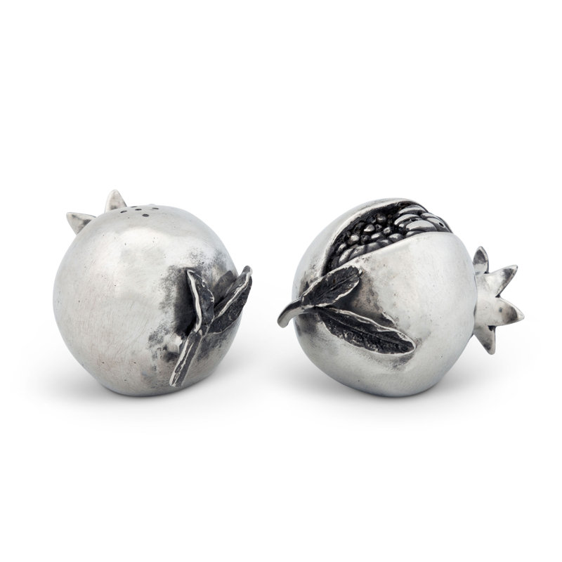 Handcrafted Pewter Pomegranate Salt and Pepper Shaker Set