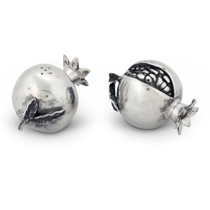 Handcrafted Pewter Pomegranate Salt and Pepper Shaker Set