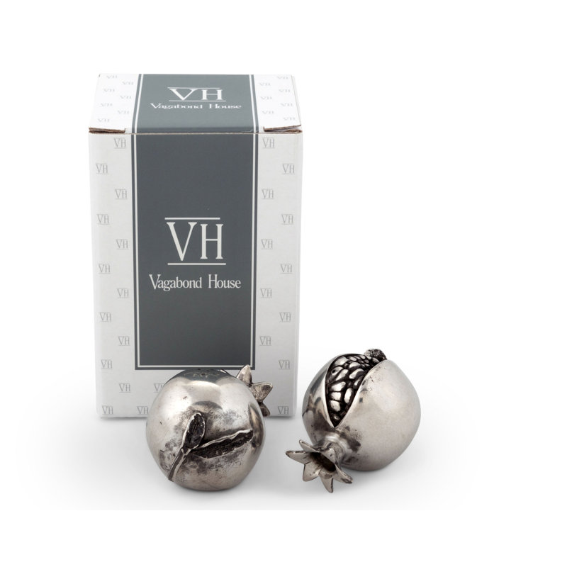 Handcrafted Pewter Pomegranate Salt and Pepper Shaker Set