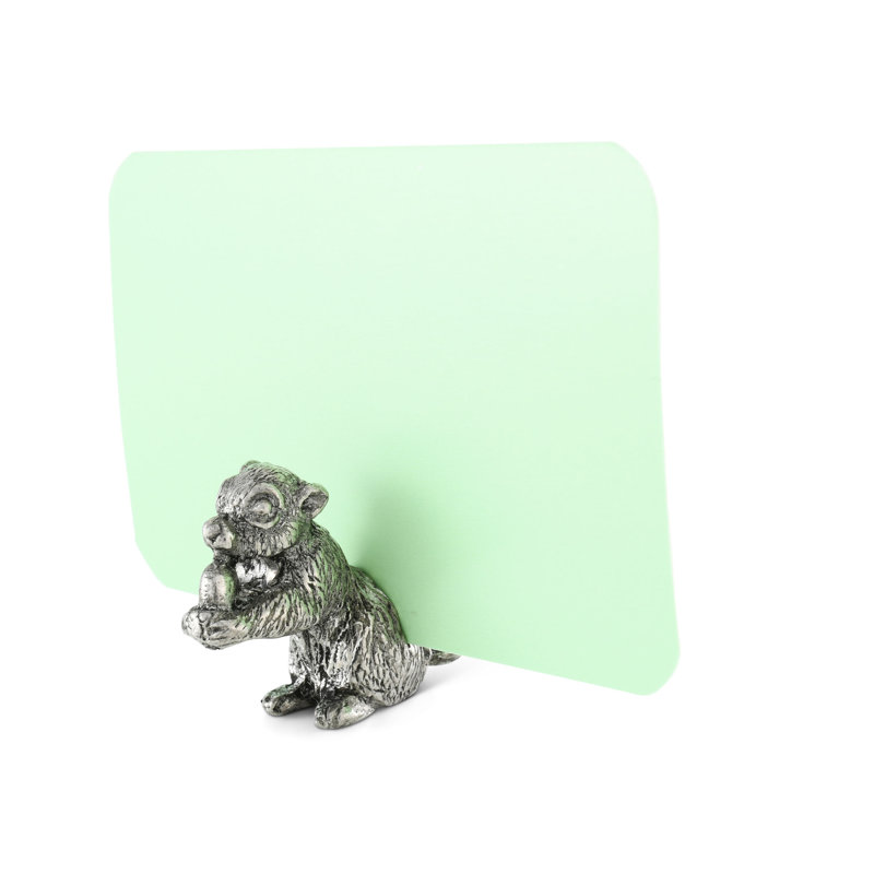 Handcrafted Pewter Squirrel Place Card Holders Set