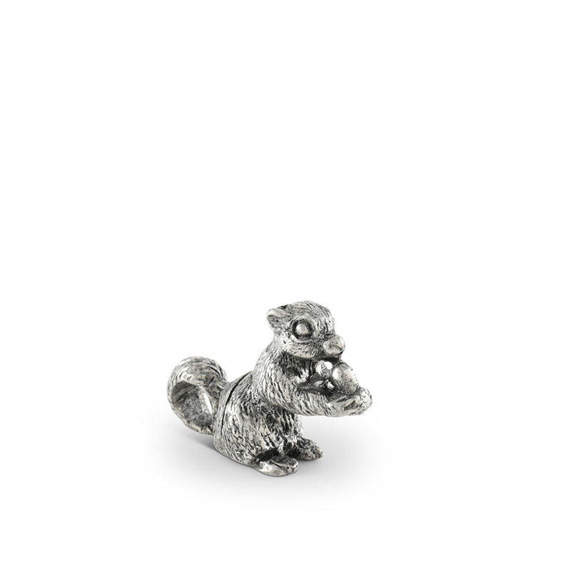 Handcrafted Pewter Squirrel Place Card Holders Set