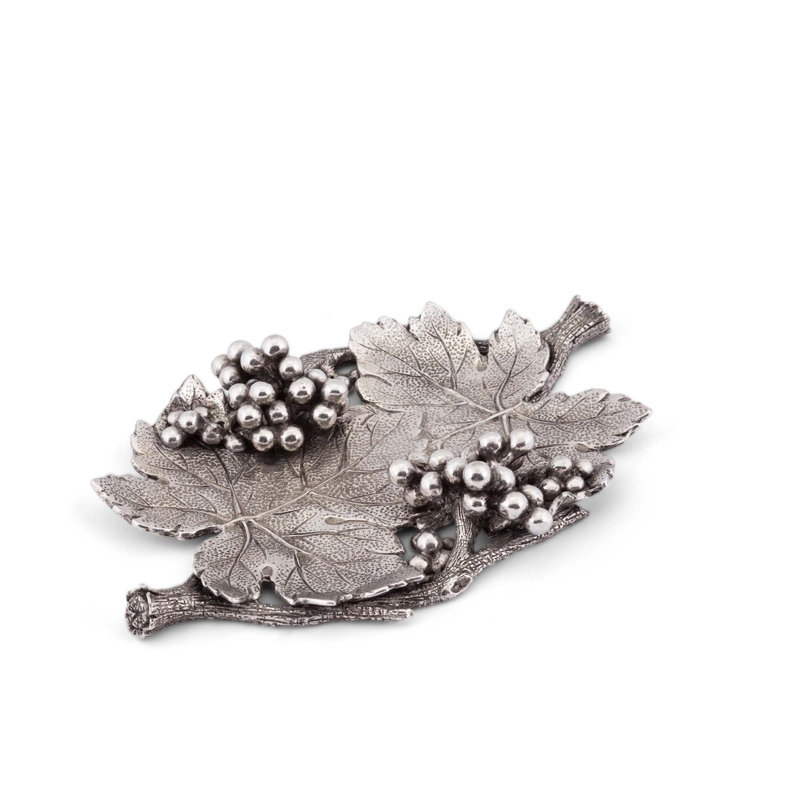 Handmade Pewter Vineyard Leaf Decorative Tray