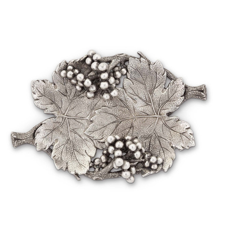 Handmade Pewter Vineyard Leaf Decorative Tray