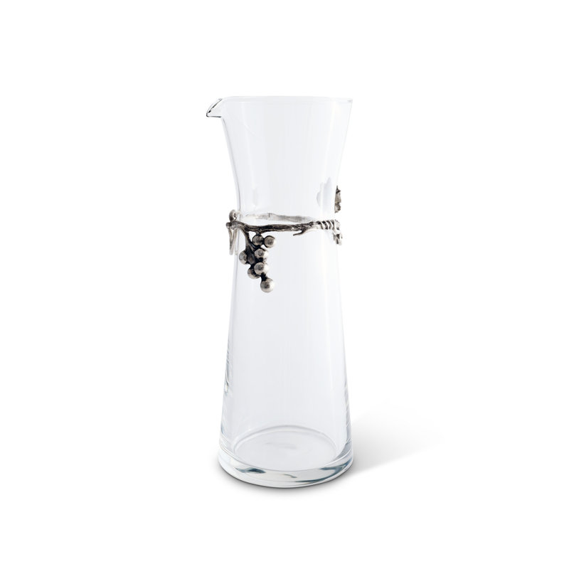 Elegant Vineyard Pewter-Embellished Wine Carafe
