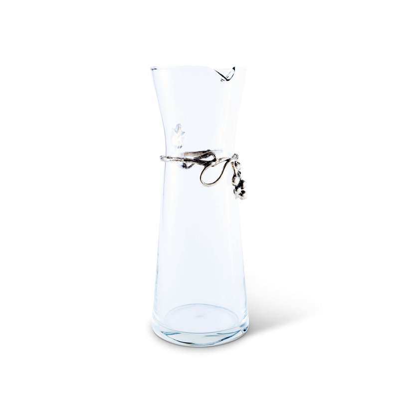 Elegant Vineyard Pewter-Embellished Wine Carafe