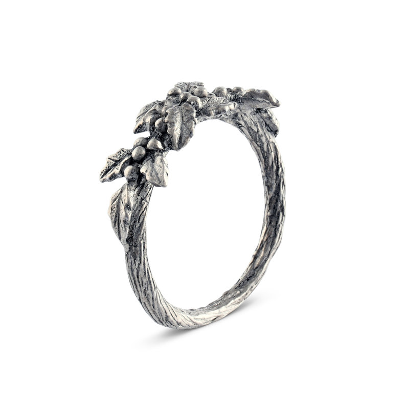 Elegant Pewter Holly Christmas Napkin Ring with Berry Accents
