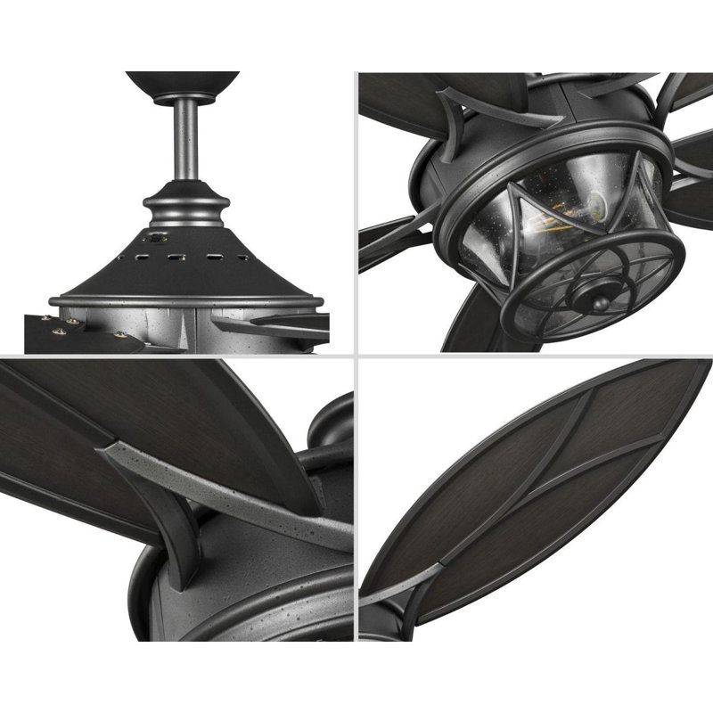 Alfresco 54" Blistered Iron Leaf Blade Ceiling Fan with LED Light