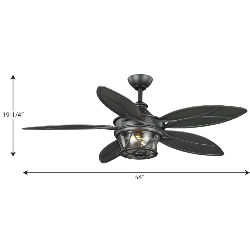 Alfresco 54" Blistered Iron Leaf Blade Ceiling Fan with LED Light