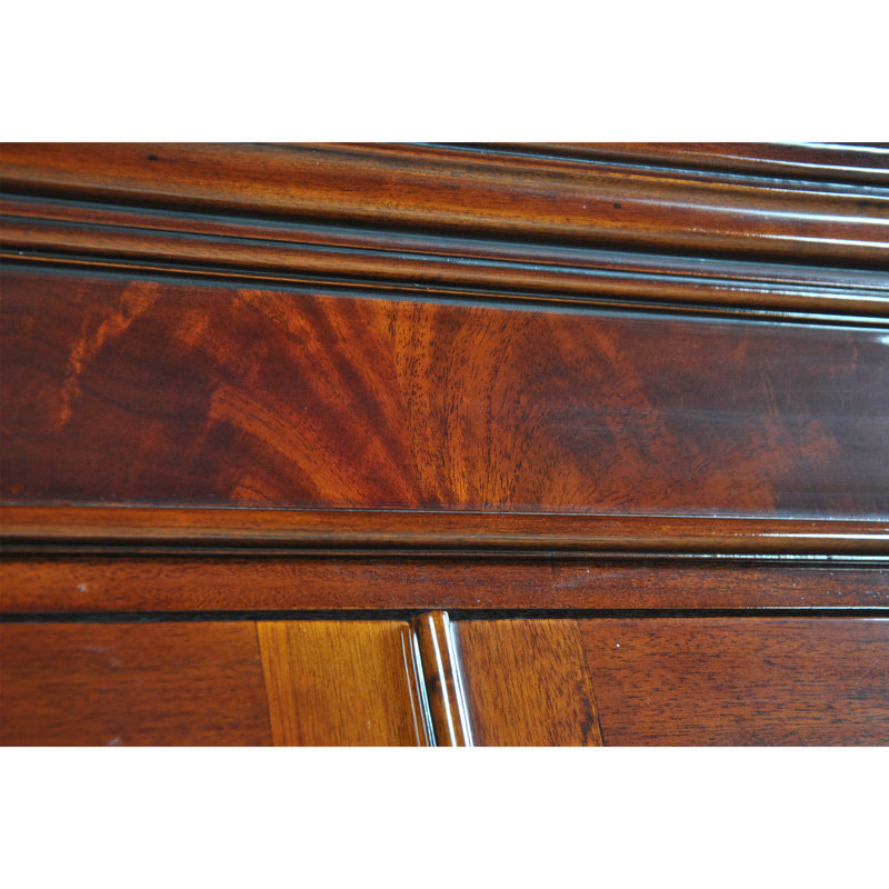 Elegant Mahogany Wood Tall Bookcase with Glass Shelves - White