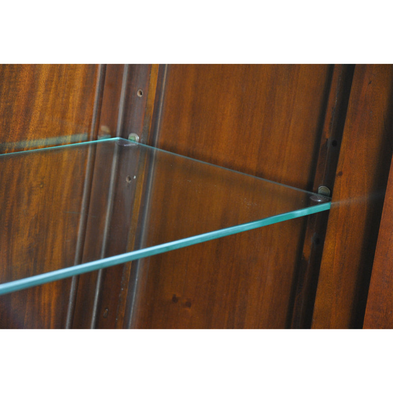 Elegant Mahogany Wood Tall Bookcase with Glass Shelves - White