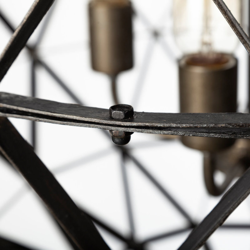 Elegant Matte Black Metal Triangular Orb Chandelier