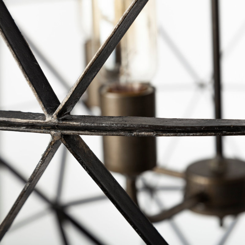 Elegant Matte Black Metal Triangular Orb Chandelier