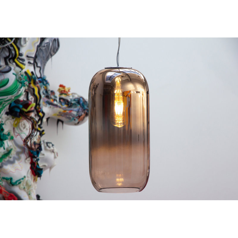 Mini Drum Energy Star Copper Pendant with White Glass Shade