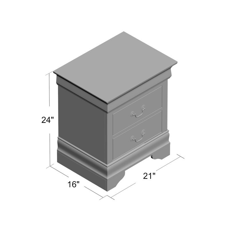 Classic Louis Phillipe Cappuccino 2-Drawer Nightstand
