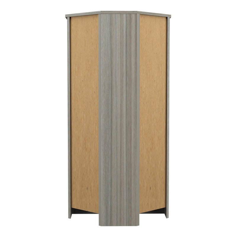 Compact Smoke Oak Corner Bookcase with Durable Melamine Finish
