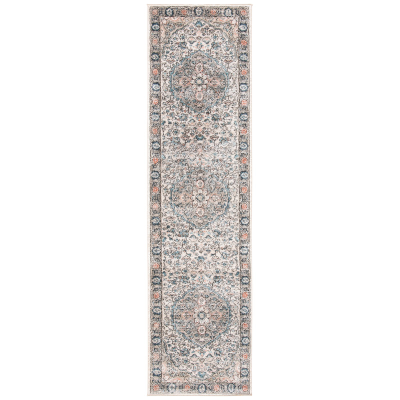 Elegant Grey/Blue Synthetic 2'2" x 8' Hand-Knotted Runner Rug