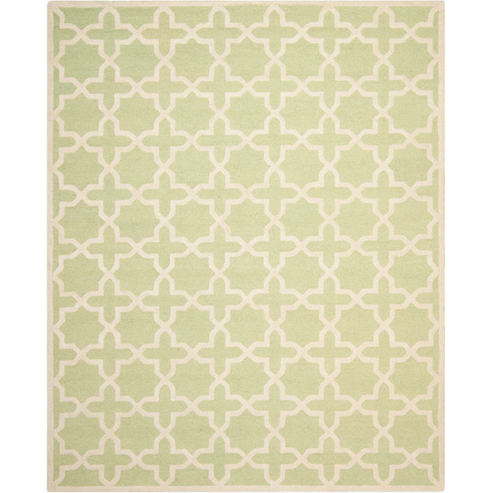Hand-Tufted Woolen Harmony Rug in Light Green/Ivory, 5' x 8'