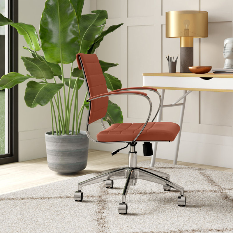 Terracotta High Back Swivel Office Chair with Chrome Base