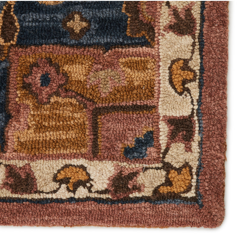 Handmade Tufted Medallion 5' x 8' Blue Wool Area Rug