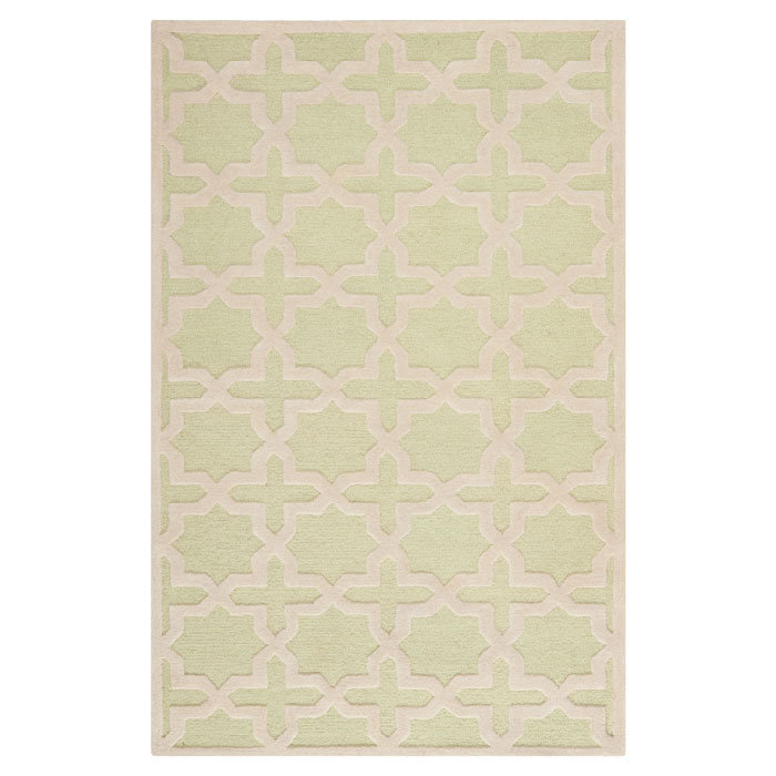 Hand-Tufted Woolen Harmony Rug in Light Green/Ivory, 5' x 8'