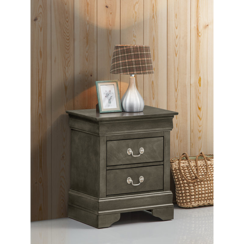 Louis Phillipe Traditional Gray 2-Drawer Nightstand
