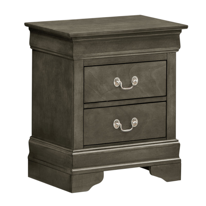 Louis Phillipe Traditional Gray 2-Drawer Nightstand