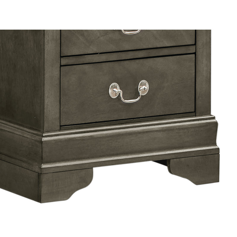 Louis Phillipe Traditional Gray 2-Drawer Nightstand