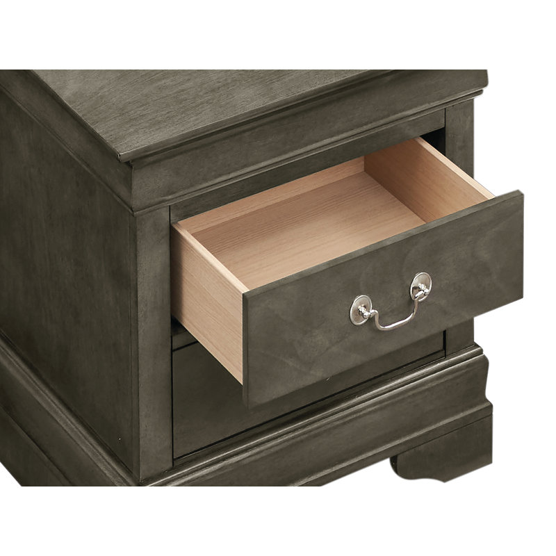 Louis Phillipe Traditional Gray 2-Drawer Nightstand