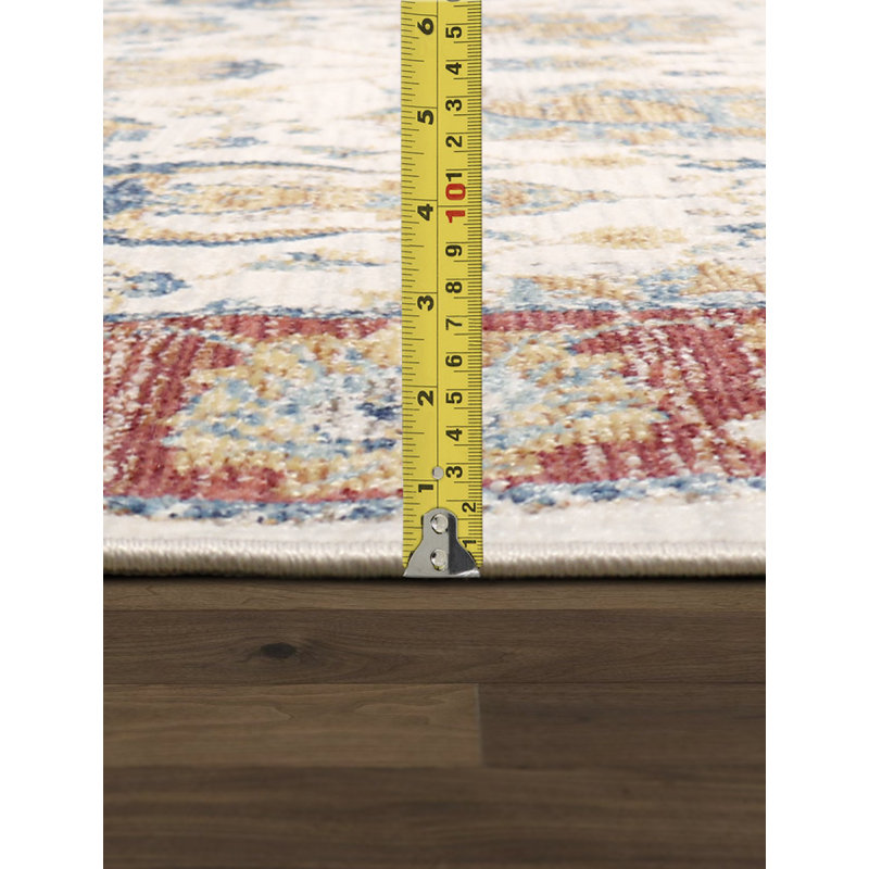 Heritage Square Ivory Synthetic 6' Area Rug