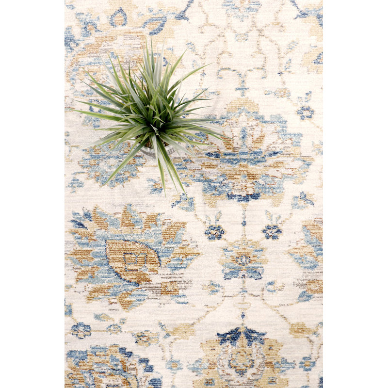 Heritage Square Ivory Synthetic 6' Area Rug